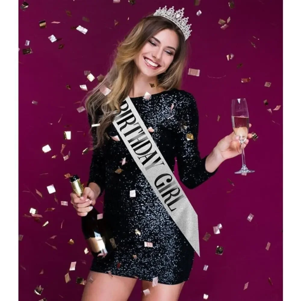 Birthday Girl Birthday Queen Sash & Rhinestone Tiara Set Tiara For Woman Girl